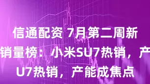 信通配资 7月第二周新能源汽车销量榜：小米SU7热销，产能成焦点